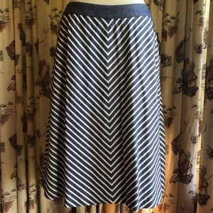 Nautical Retro A-Line Stripe Skirt w/Pockets